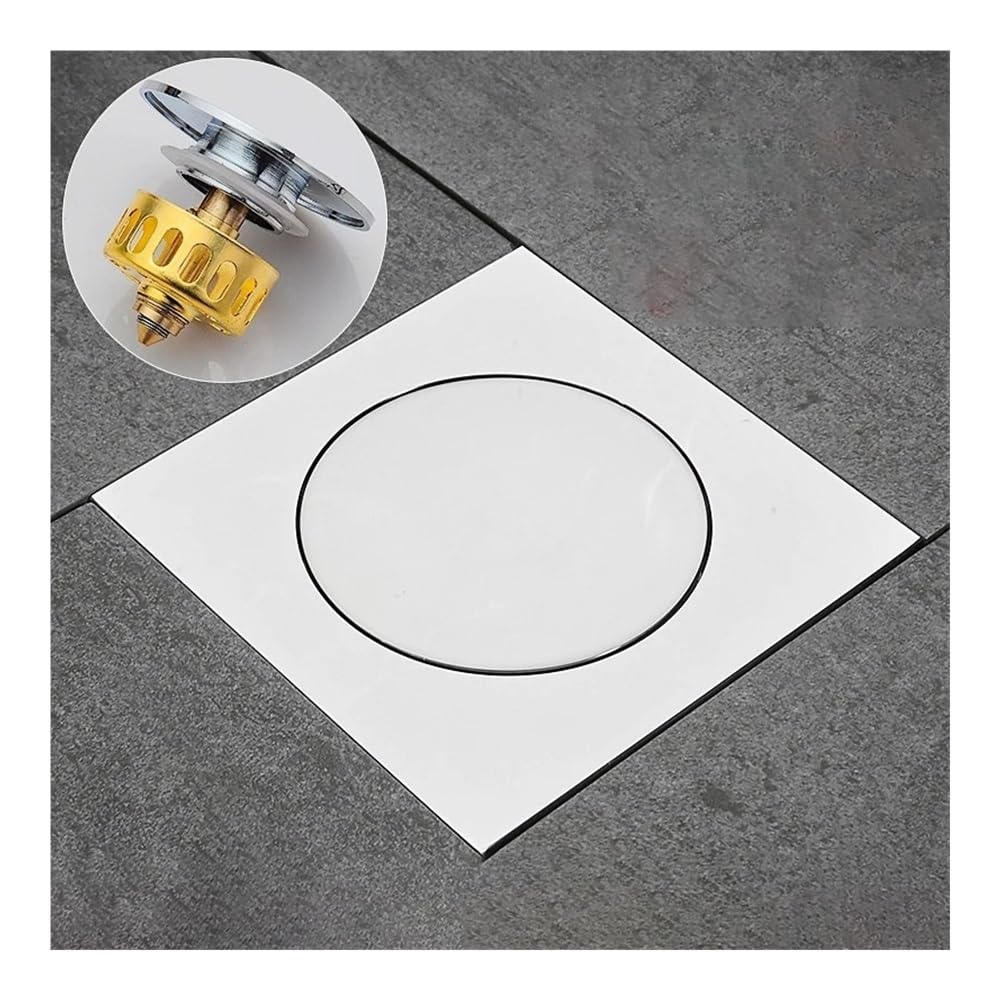 Sunrrafck Chrome 1Pc Floor Drain Brass Bathroom Round Pop Up Shower 10 * 10 Strainer Cover Grate Wast(Chrome)