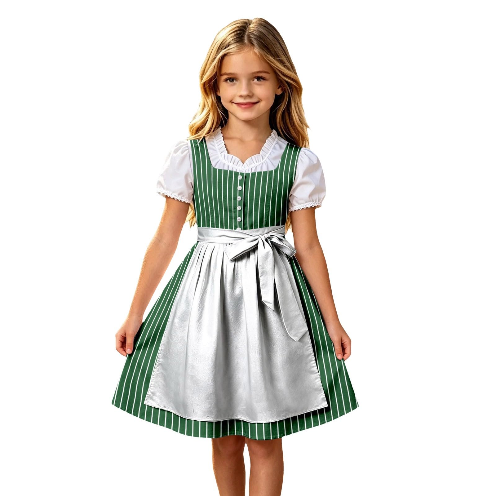 Girls Oktoberfest Costume Bavarian Beer Festival Dirndl Dress with Apron — image 1