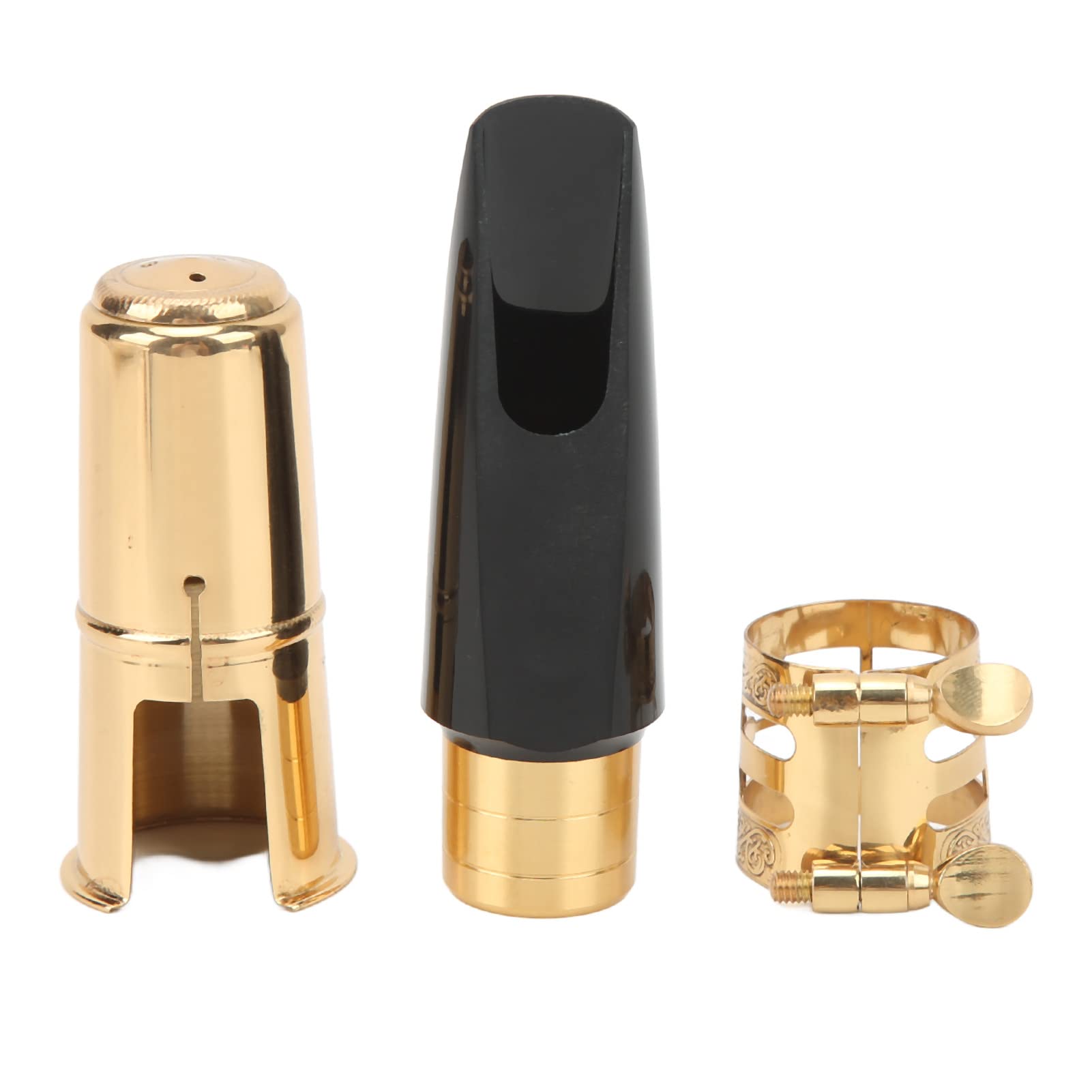 Kit de boquilla para saxofón alto , equilibrado tono focalizado transparente , kit de boquilla de saxo alto con ligadura de tapa para instrumento de viento de madera
