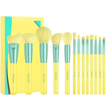 Docolor Makeup Brushes 13Pcs Lemon Makeup Brush Set Christmas Gift Premium Synthetic Kabuki Foundation Blending Face Powder Mineral Eyeshadow Make Up Brushes Set