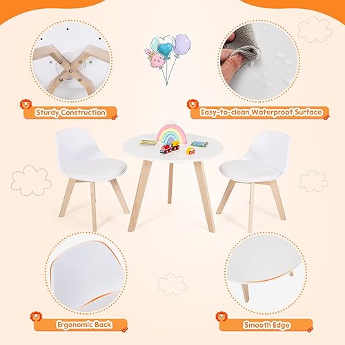 Miniatura 4 de KOTEK Juego de mesa y silla para niños, mesa de actividades para niños y 2 sillas con asiento acolchado para edades de 3 a 8 años, juego de mesa