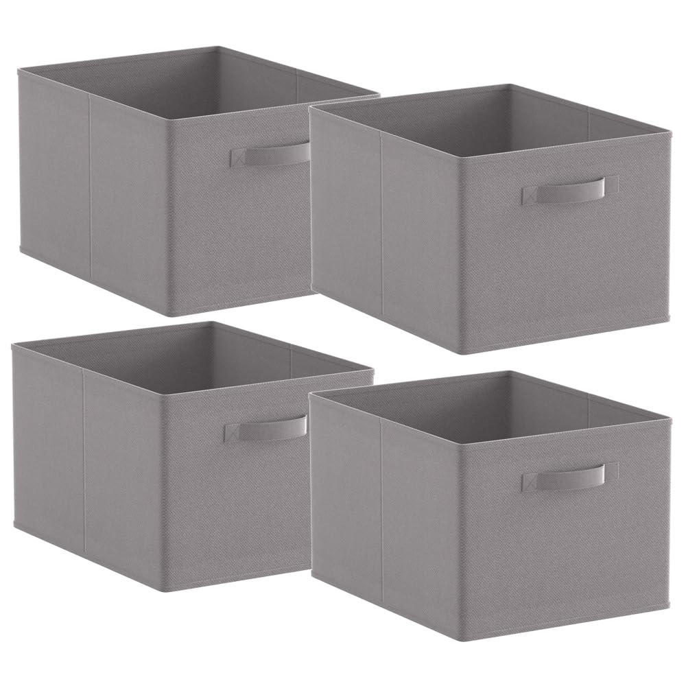 Homullel Foldable Storage Cube Boxes Set of 4 Grey, Storage Unit Box with Handle, Collapsible Storage Bins Organiser for Shelf Closet Organization — image 1