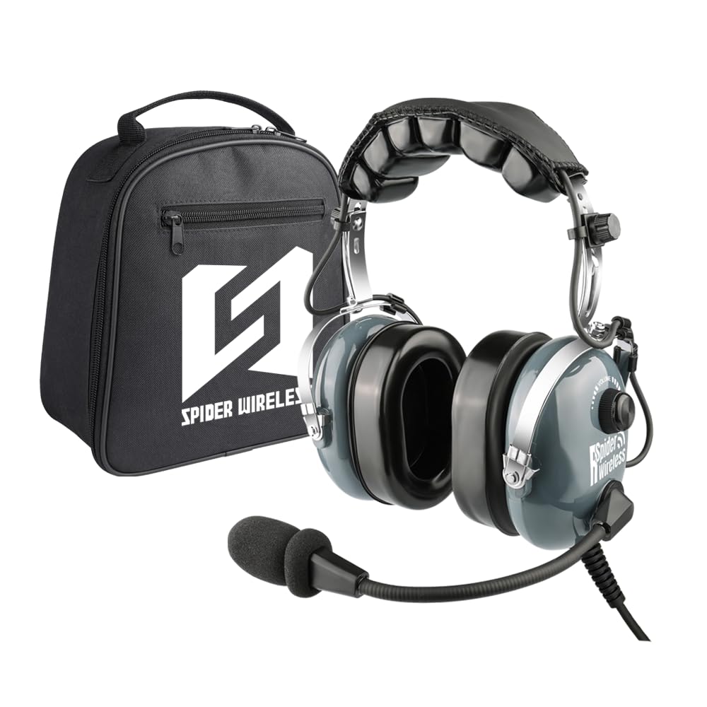 General Aviation Headset Mono with Comfortable Gel Ear Seals, Passive Noise Cancelling, Aux Inputs, Dual Plug and Carrying Case(Gray)-image-26