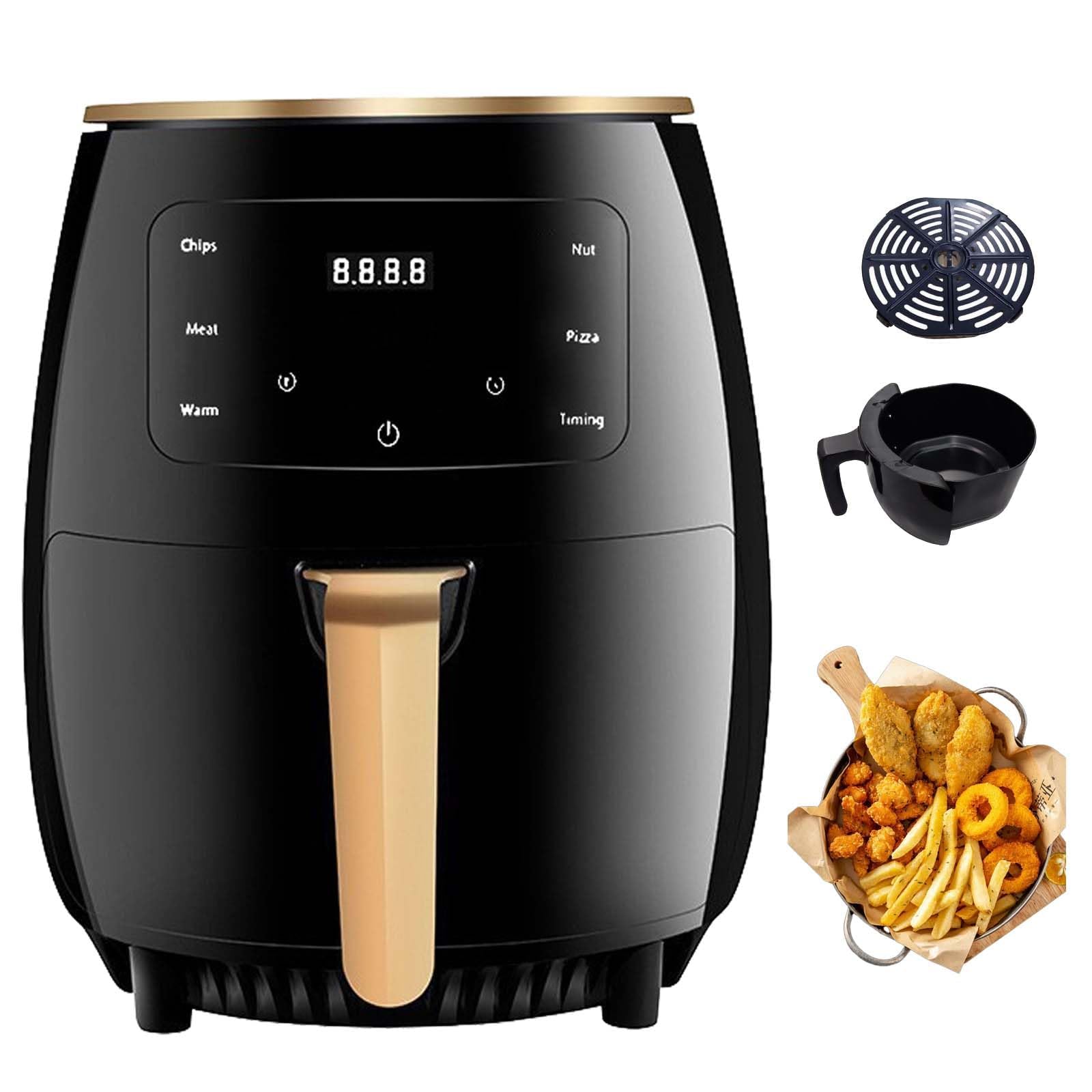 Freidora de Aire 6L 1400W, Pantalla Digital y Temporizador de 6H con | Aspas de turbina mejoradas para una textura súper crujiente, 8 menús preestablecidos que simplifican la cocina diaria