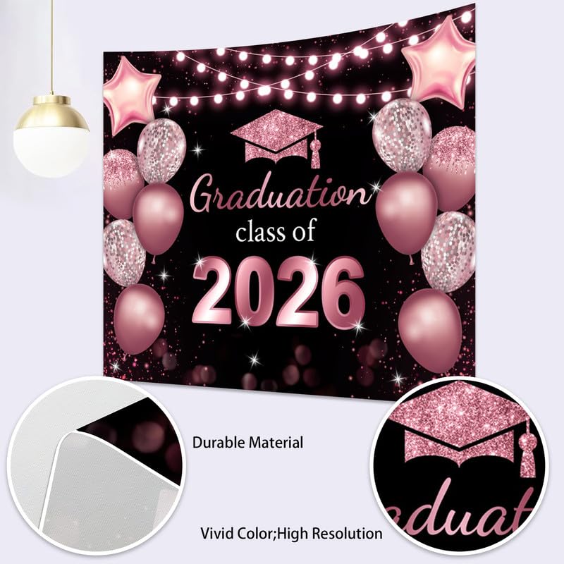 Fondo fotográfico graduación 10x8 pies rosa dorado miniatura 7