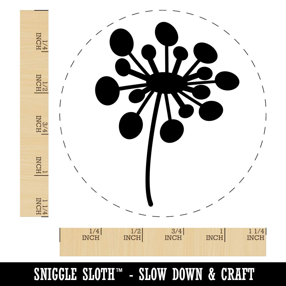 Dandelion Abstract Doodle Rubber Stamp for Stamping Crafting Planners - 1-1/4 Inch Large