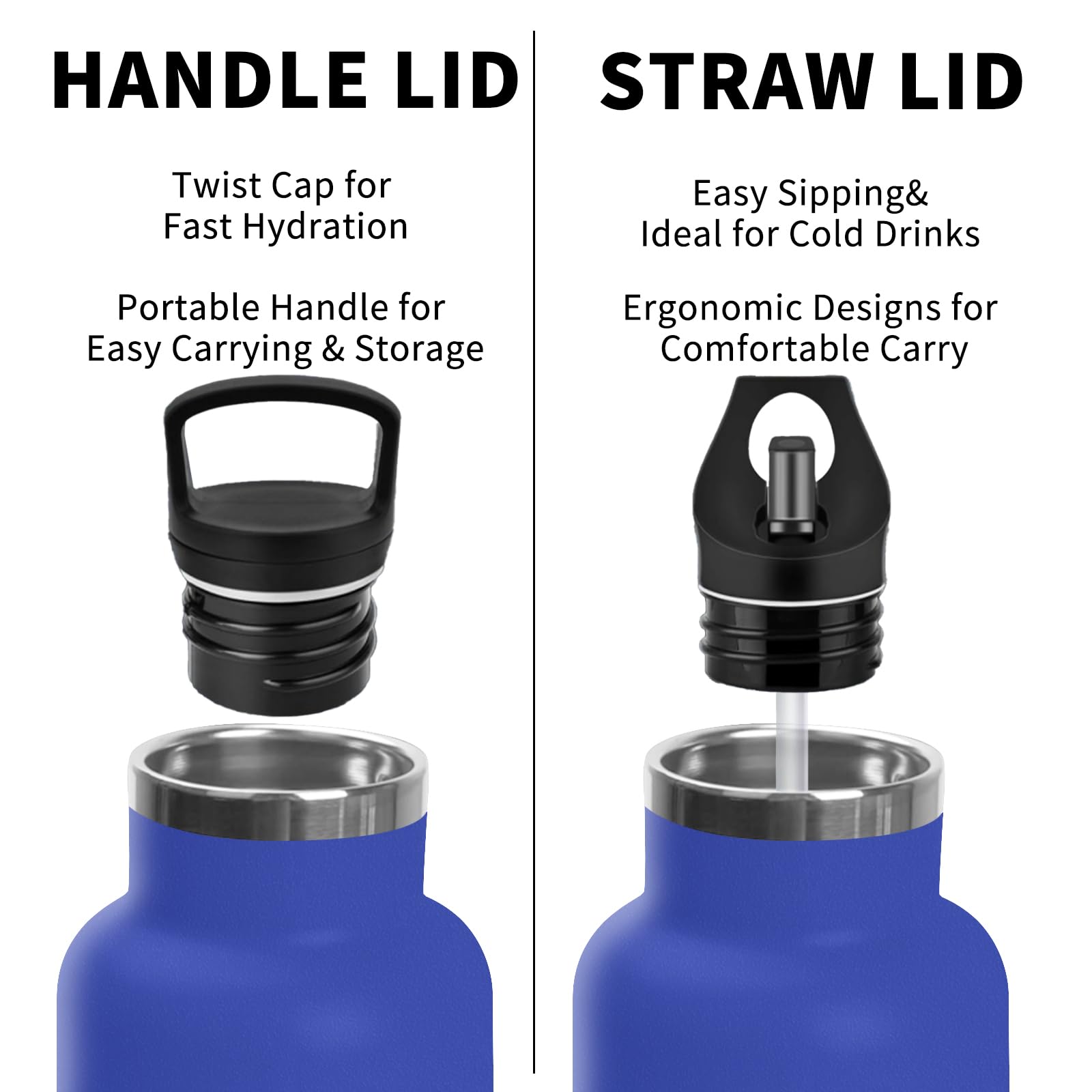 Borraccia Termica 750 ml, Senza BPA, Borraccia con Cannuccia, Bottiglia Termica Senza Perdite, Borracce Termiche, Acciaio Inossidabile 18/8, Borracia Metallo per Campeggio, Viaggio, Palestra, Fitness