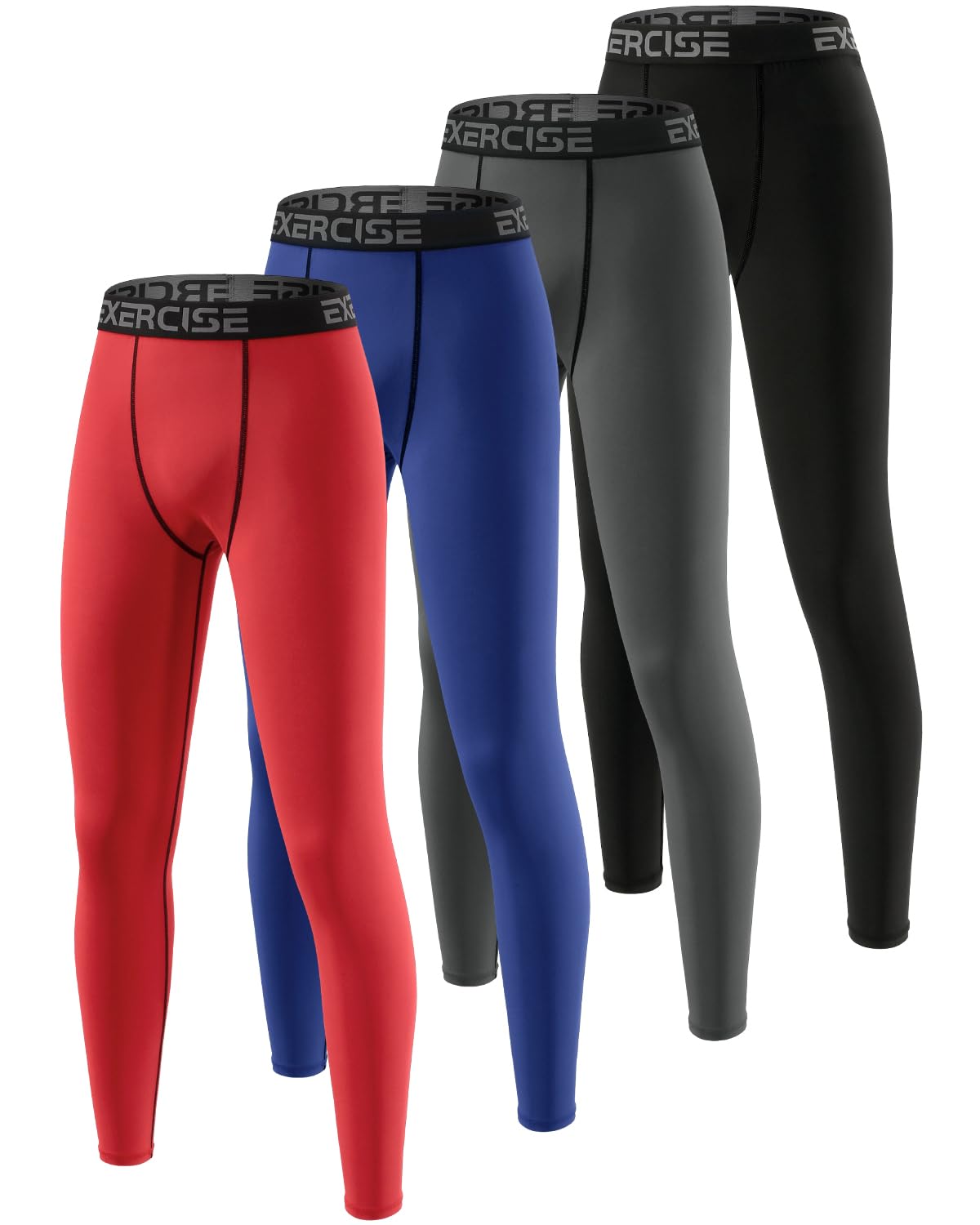 Mexholin 4 Pack Boys Compression Leggings Youth Compression Pants Boys Tights for Sports Youth Athletic Base Layer