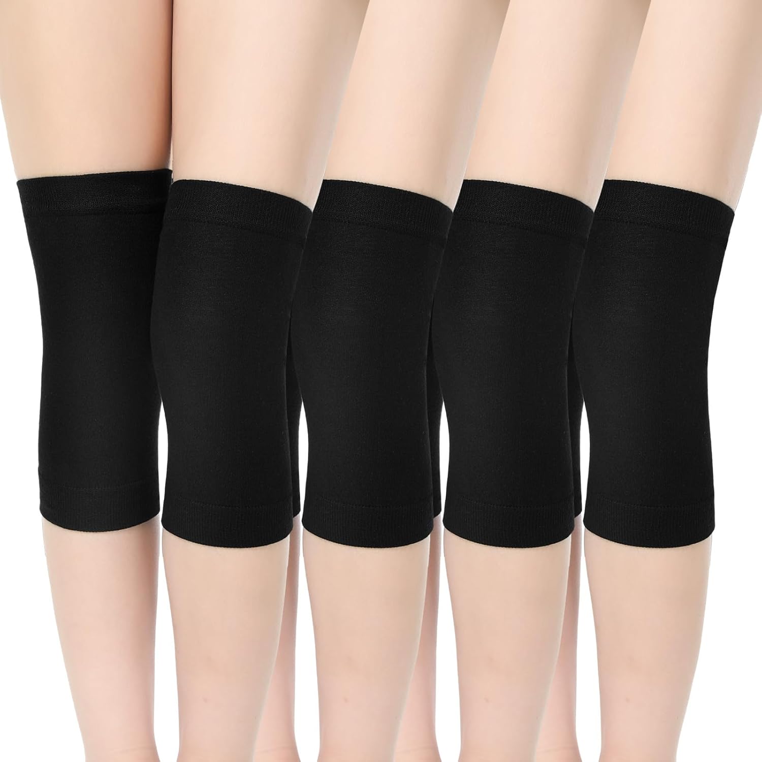 Geyoga 4 Pairs Knee Warmers for Women Men Breathable Leg Warmers Knee Brace Pad Leg Compression Sleeve for Cycling Running(Black,Medium)