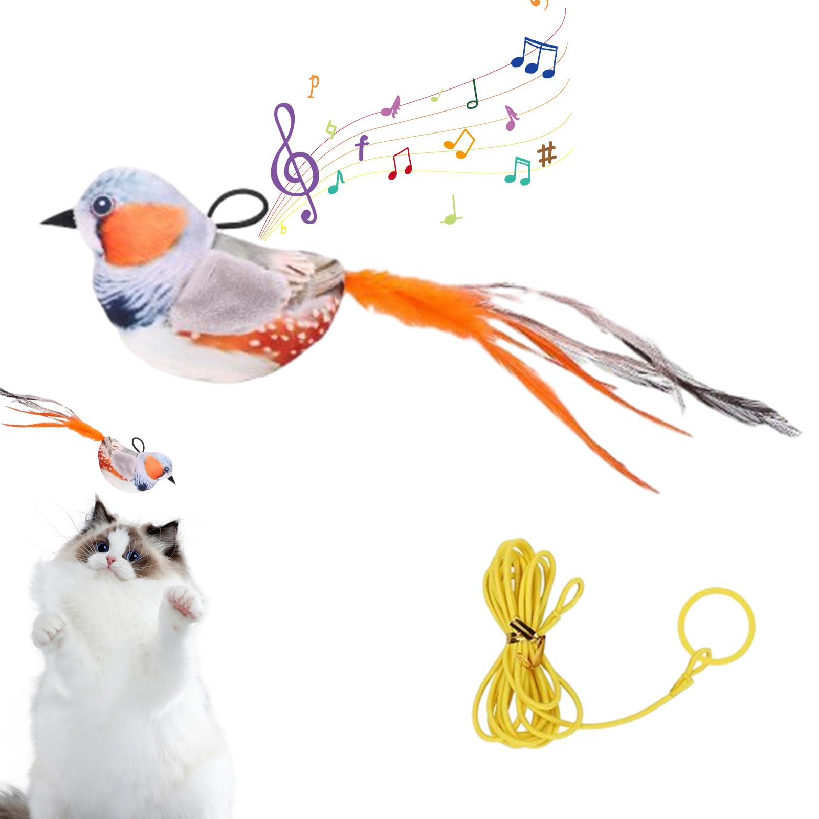 Simulación De Juguete Para Gatos Pájaros, Juguete De Pájaros De Peluche Para Gatos, Juguete Para Gatos En Vuelo, Juguete Colgantes De Simulación De Pájaros De Peluche Para Gatos - Peluche Interactos