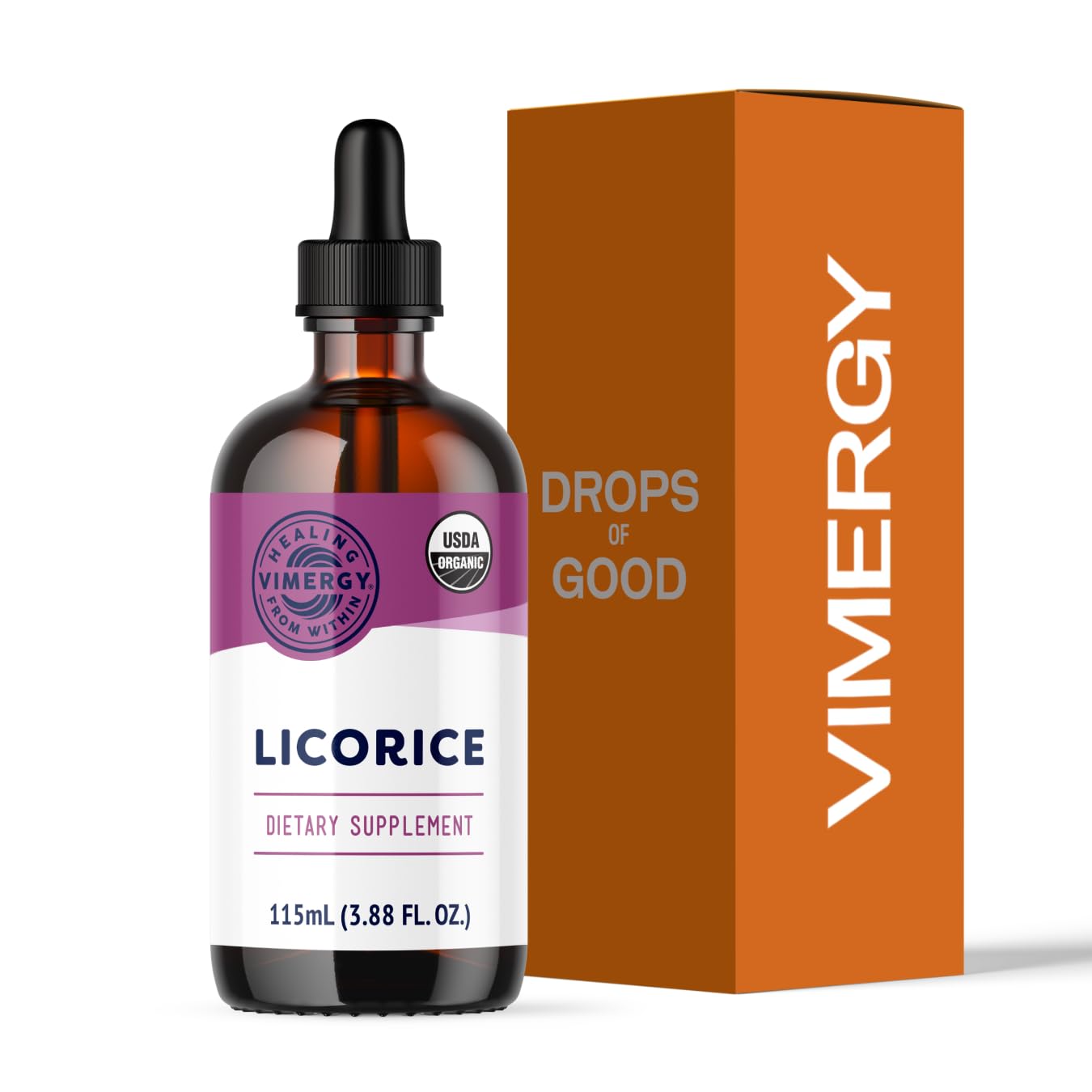 Vimergy Licorice 200mg Organic Liquid Root Extract, 115 mL, 57 Servings