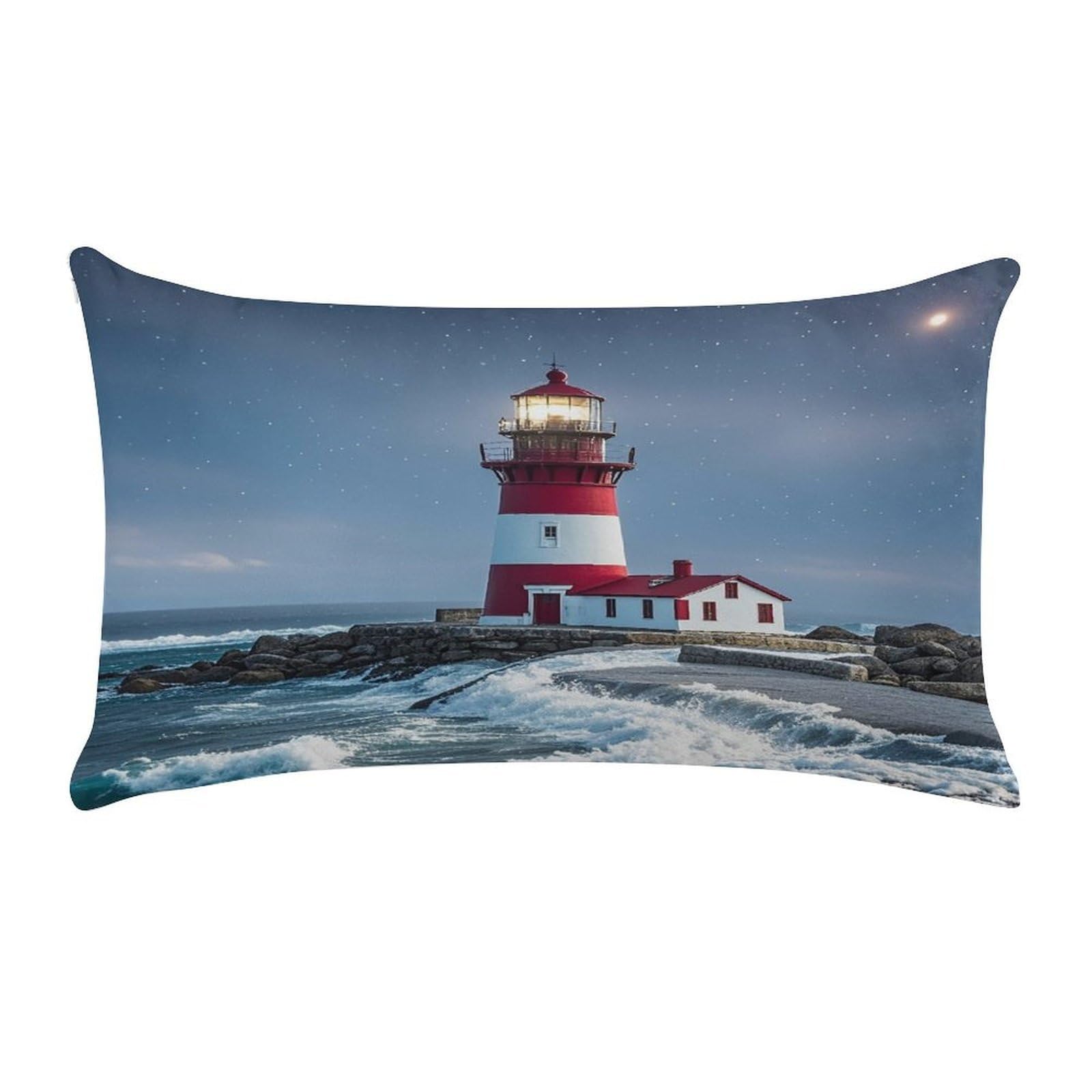 Lighthouse Ocean Pillow Case Decorative Rectangle Throw Pillow Cover Soft Plush Pillowcase Cozy Cushion Case Modern Pillow Sham Cushion Cover for Bedroom Sofa Couch 20 X 12 Inch