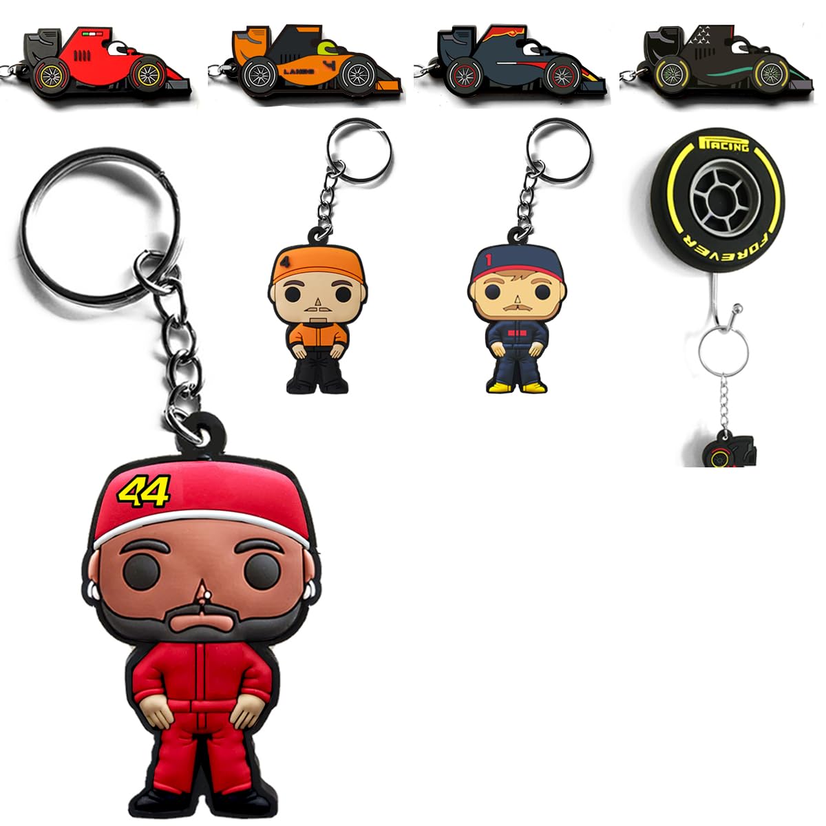 Racing Car Key Chain Keychain Hook Race Team Driver Auto Compatible with Formula One F1 Fans Men Women Gift