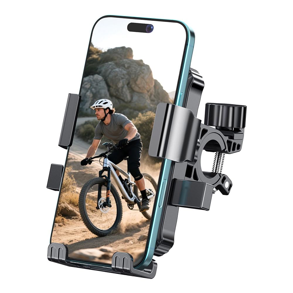 Bike Phone Holder Handlebar Phone Mount for Bike and Motorcycle Electric Scooter Mountain Bike Adjustable Cell Phone Holder