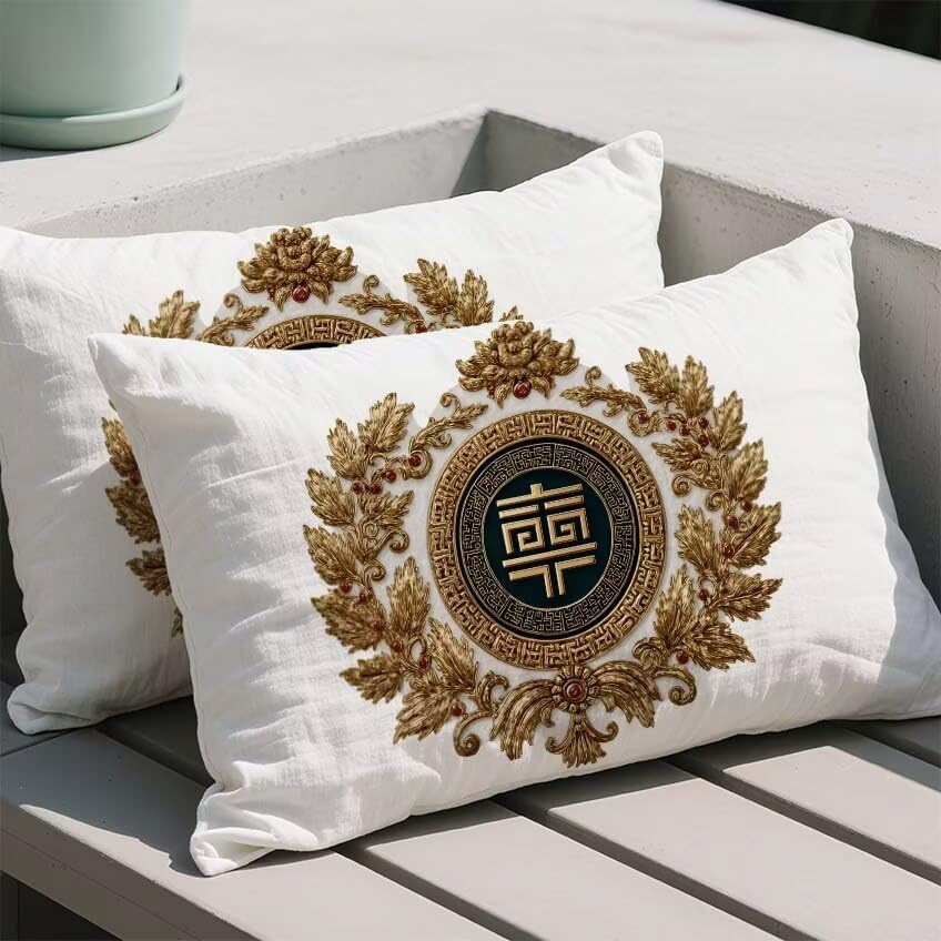 Coussin extérieur imperméable 70x90 rétro en lin avec impression double face - 2
