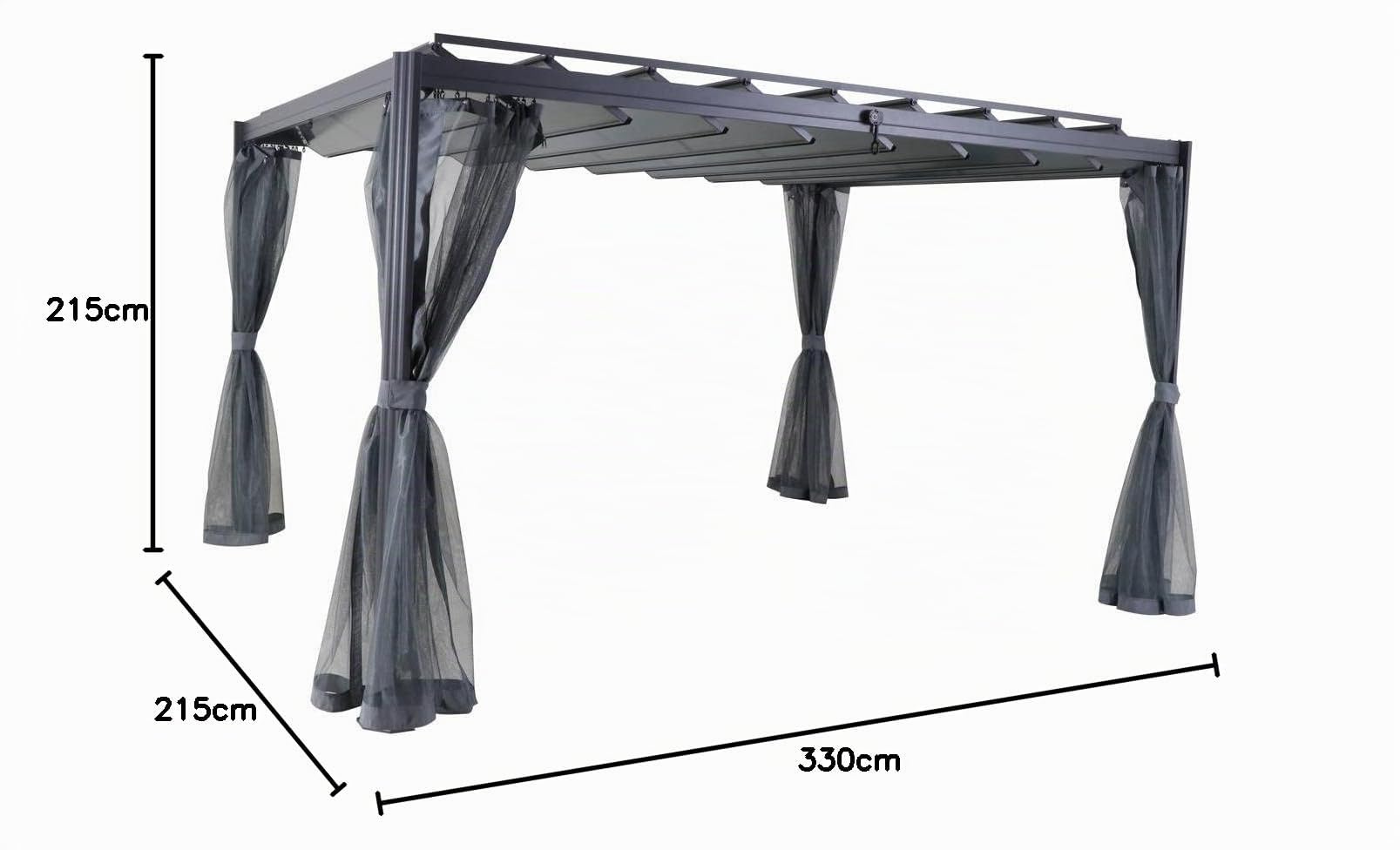 Hespéride - Moustiquaire pour pergola Belize Ardoise (4 Rideaux)