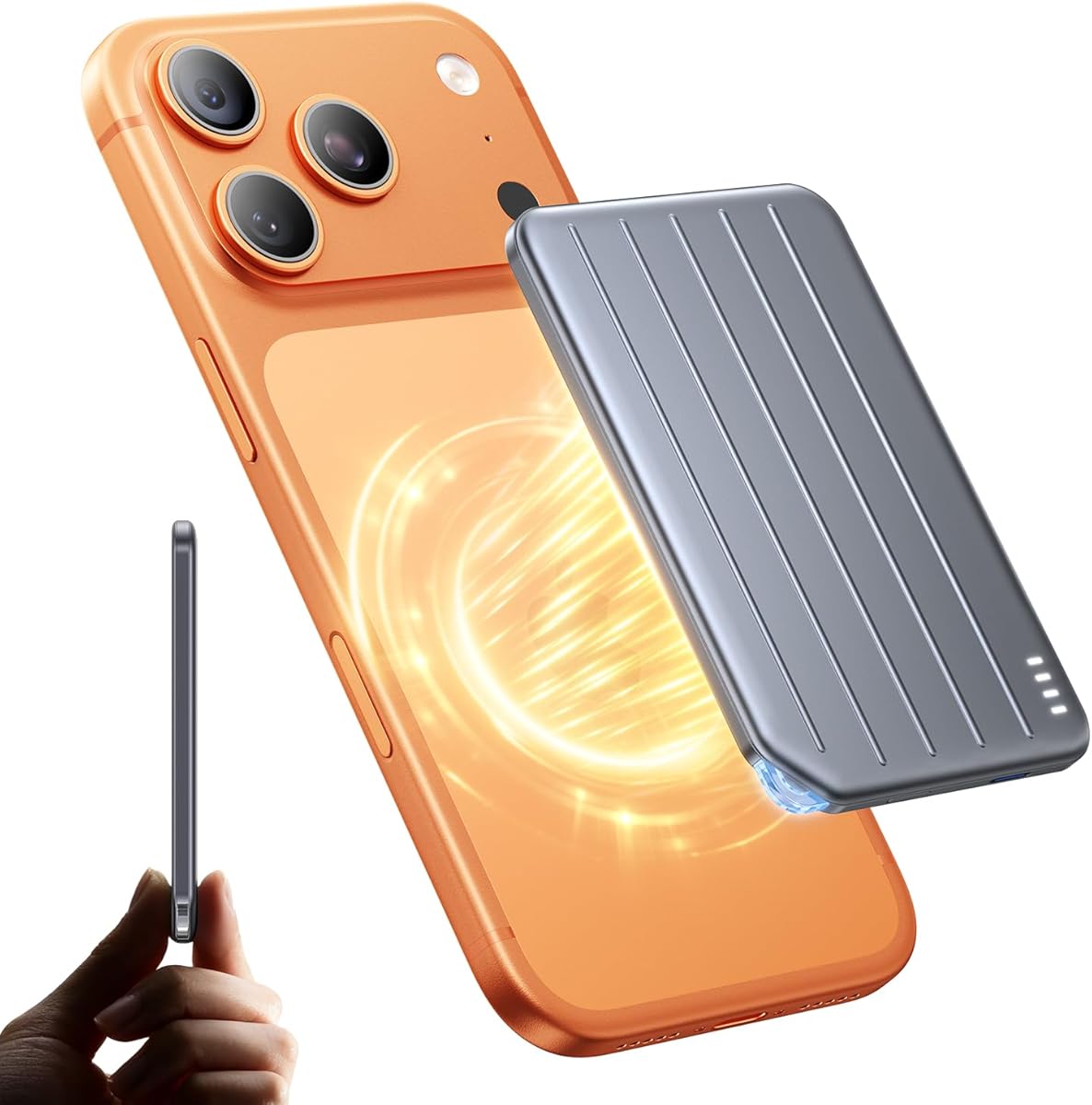 Amazon.co.jp: MagSafe Mobile Battery, Ultra Thin, 0.3 inches (8 mm), Lightweight, Compact, 8,000 mAh, Magnetic Charger, Wireless Charging, Large Capacity, Fast Charging, PD 20W, Charges 2 Devices Simultaneously : Electronics