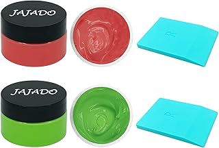 JAJADO 2 Jars Chalk Paste Paint for Stencils, Screen Printing Squeegees for Summer Silk Screen Stencils Paste Reusable Adhesive Stencils Painting on Wood, Chalkboard Mesh Transfers Paste Craft