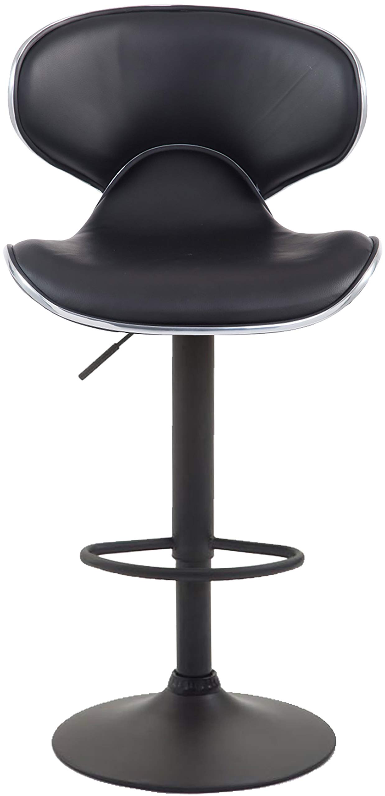 CLP Set De 2 Taburetes Las Vegas Tapizados En Simil Cuero I 2 Sillas Altas Modernas & Regulables En Altura, Color:Negro, Color del Marco:Negro