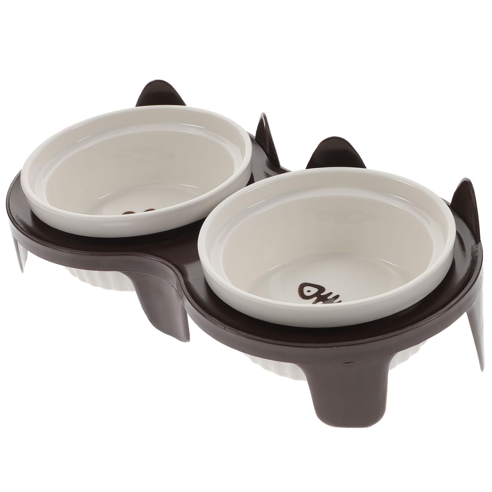 Toyvian Gamelle pour Chat Céramique Double Gamelle de Sol Accessoire pour Animaux de Compagnie Facile à Nettoyer