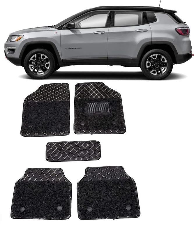 Image of MINANSH Foot Mats /Floor Mats Compatible with Honda Civic 2006-2013- 7D Luxury Leather Washable Car Floor Mat- (Black with Beige)