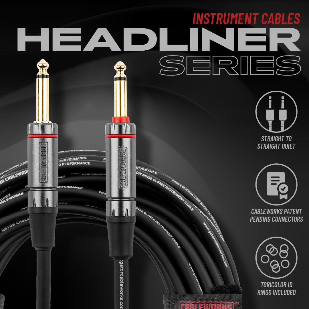 Gator Cableworks GCWH-INS-30QT Headliner Instrumentenkabel 9 m – gerade auf gerade – robust & flexibel