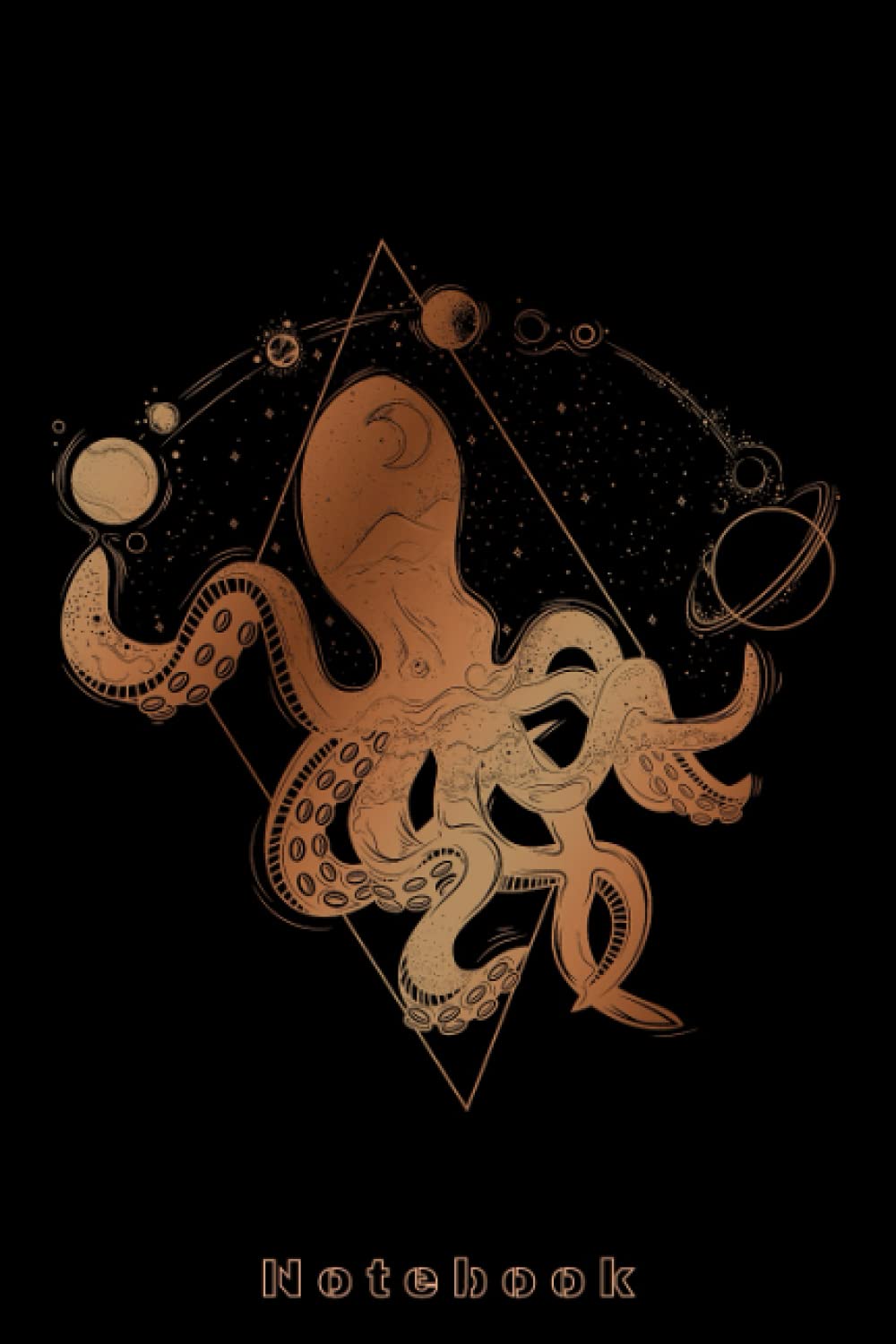 Notebook: Notebook lined - Octopus in space playing with the planets - 120 pages - 6 " x 9 "