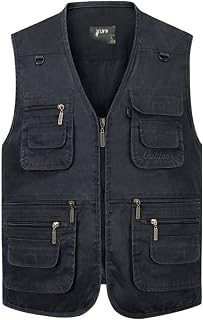Fishing Vest Multi pocket vest Mens Multi Pocket Vest - Casual Sleeveless Breathable Fishing Gilet Tooling Photographic Jacket, Plus Size Summer Outdoor Traveling Hiking Camping Waistcoat (Color : Ne