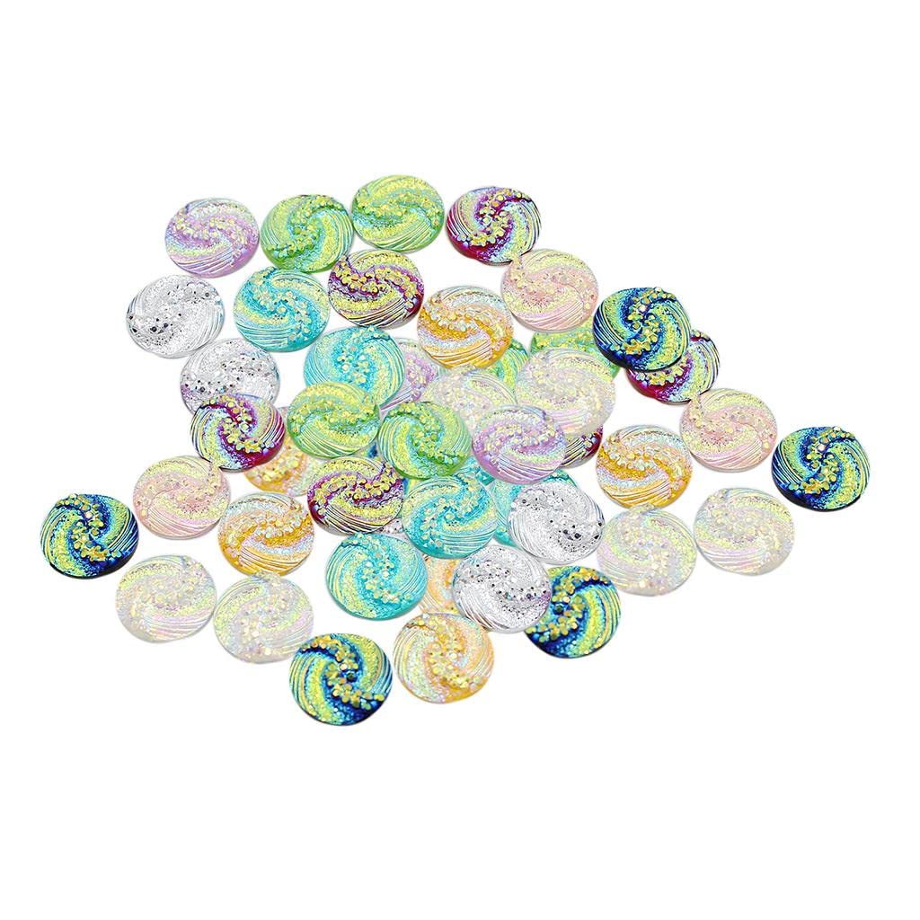 50 Pieces Round Flower AB Color Resin Flatback Cabochon Buttons Multicolor 2