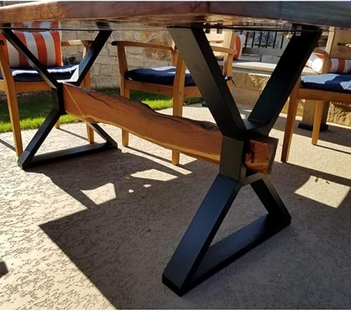 Miniatura 5 de KaKaBB Patas de escritorio de metal de 28 pulgadas, patas de mesa industriales resistentes con patas protectoras ajustables, patas de muebles de