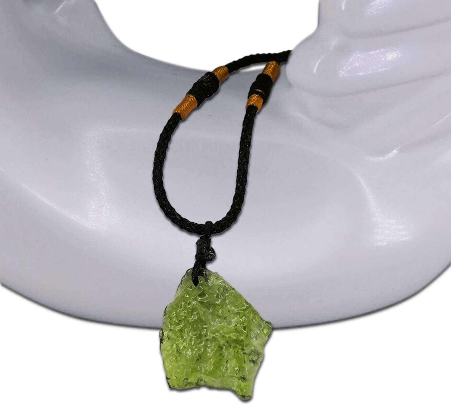 Moldavite Crystal Necklace for Men Women, Handmade Irregular Stone Pendant Crystal Energy Stone - Image 5