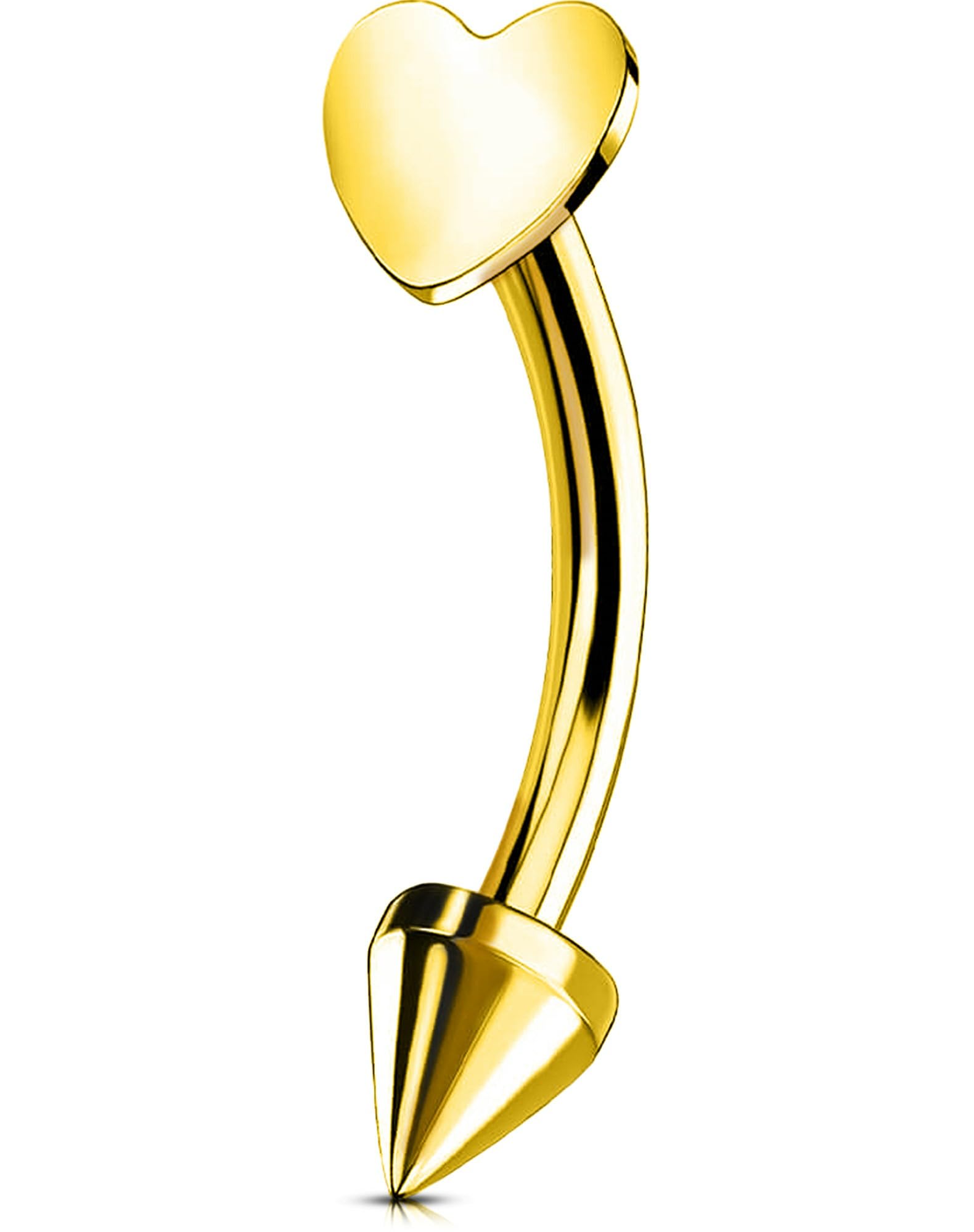 OUFER Rook Piercing Jewelry, G23 Solid Titanium Eyebrow Rings, Heart Vertical Labret Lip Jewelry, 16G Curved Barbells, Daith Rook Earrings for Women