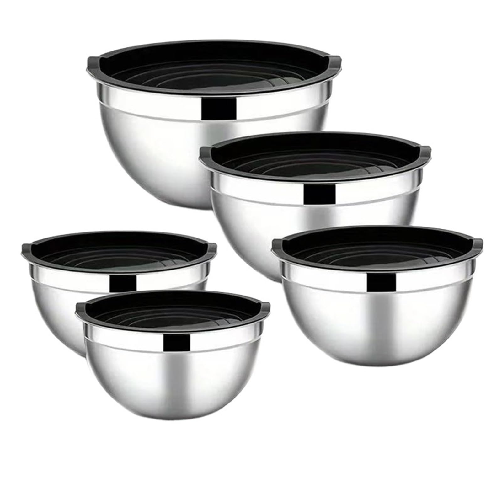 Generisch 5-teiliges Salatbecken aus Edelstahl mit Deckel und Backmischung
