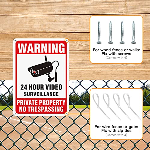 Tailedi-Private-Property-No-Trespassing-Sign-24-Hours-Video-Surveillance-Sign-Reflective-Aluminum-Waterproof-UV-Protected-Warning-Sign-Security-Camera-Sign-for-Indoor-or-Outdoor