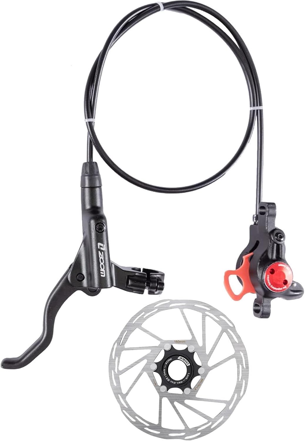 BUCKLOS MTB Hydraulic Disc Brakes Mountain Bike Left Front 800mm Hydraulic Brake and 180mm Bike Centerlock Disc Brake Rotor