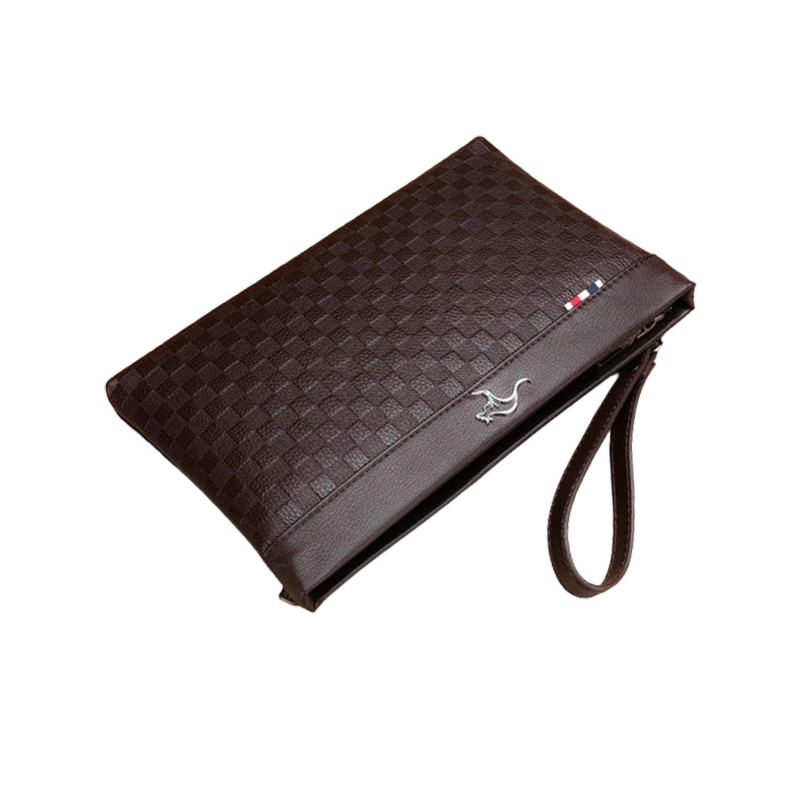 Clutch Purse Business Men's Clutch Bag for Father Boyfriend Business Meeting Brown-image-34