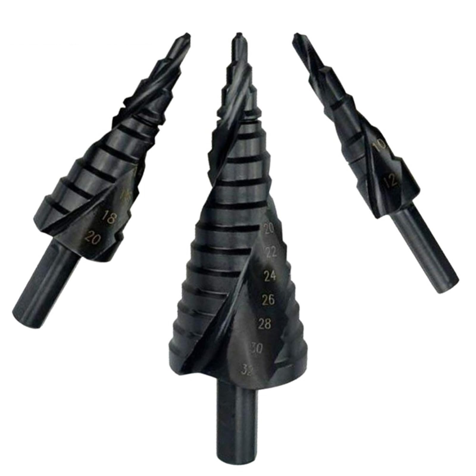 Jeu De Forets Étagés En Spirale, Cône Revêtu De Nitrure De Titane HSS, Tige Triangulaire En Métal 3 Pièces
