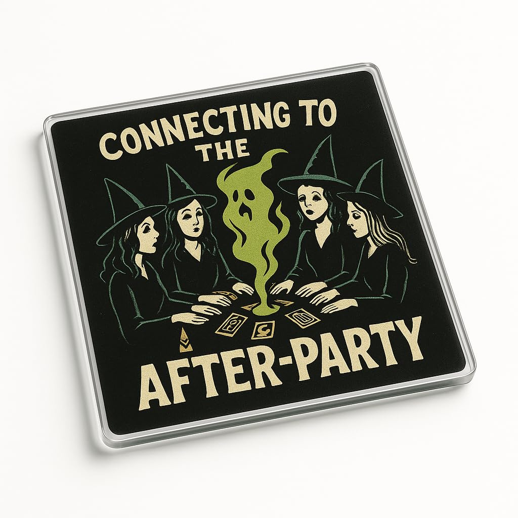 The Plum Penguin Women's Spirit Circle Acrylic Coaster Gift With Retro Horror Comic Design - Occult Home Decor For Witchy Gatherings
