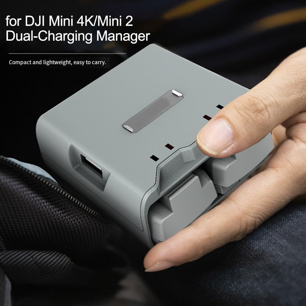 Base de carga para DJI Mini 2/4K, hub de carga bidireccional 3 en 1, estación de energía USB-C portátil con material de PC, gris