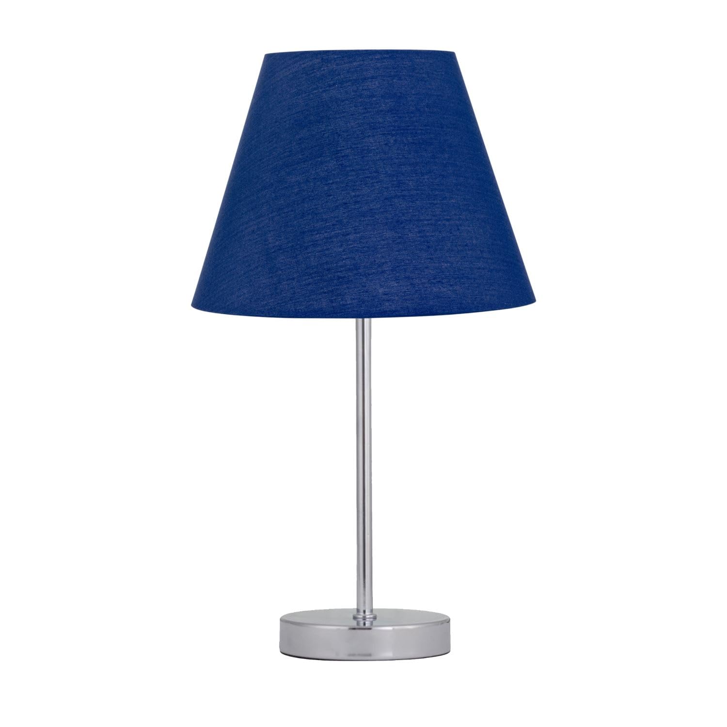 First Choice Lighting Chrome Stick Table Lamp With Navy Blue Fabric Shade from B&Q