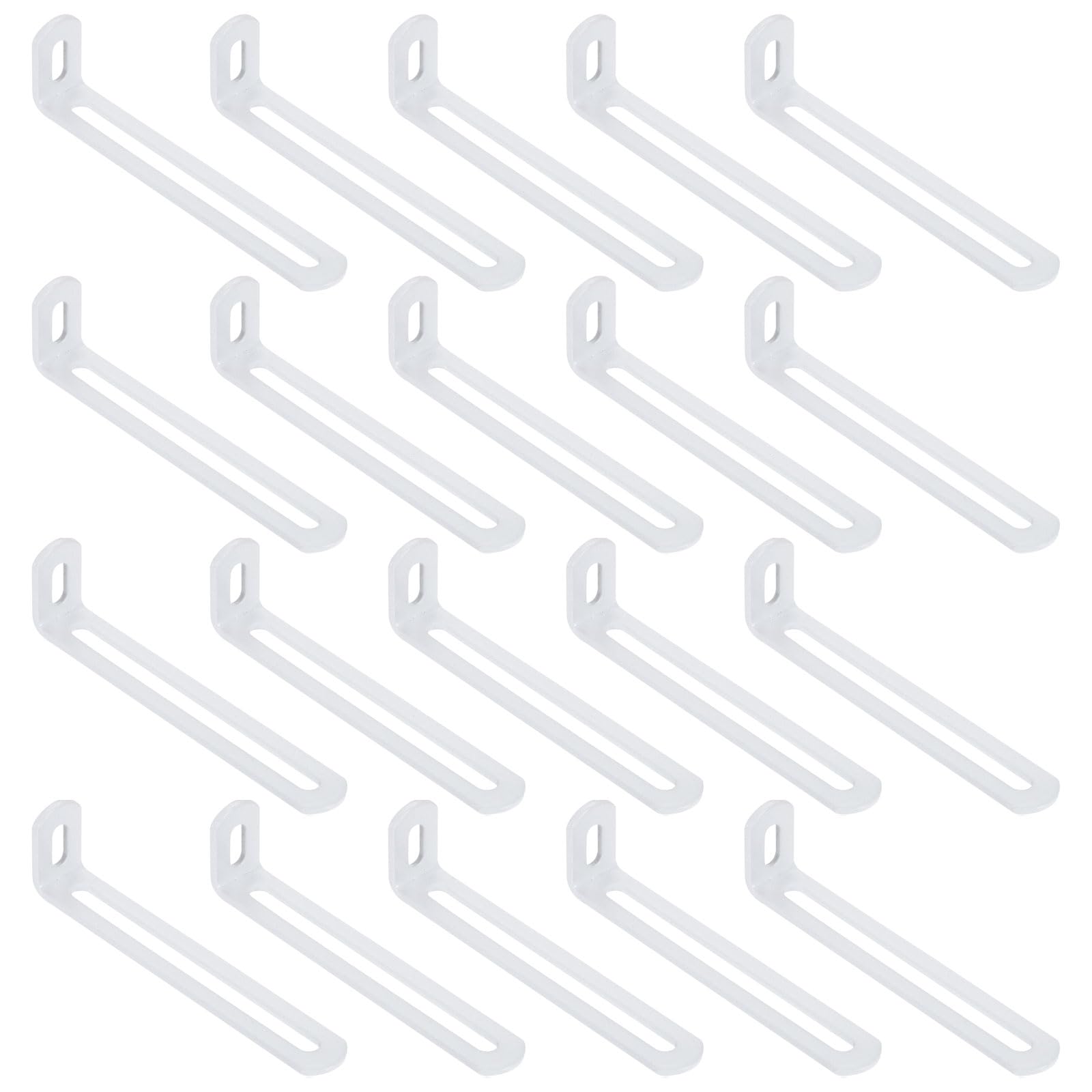 sourcing map 20 Pcs Adjustable Right Angle Brackets, Slotted L-Shape Corner Bracket 120mm, 90 Degree Steel l Bracket Support for Shelves, Wood Furniture Construction, White