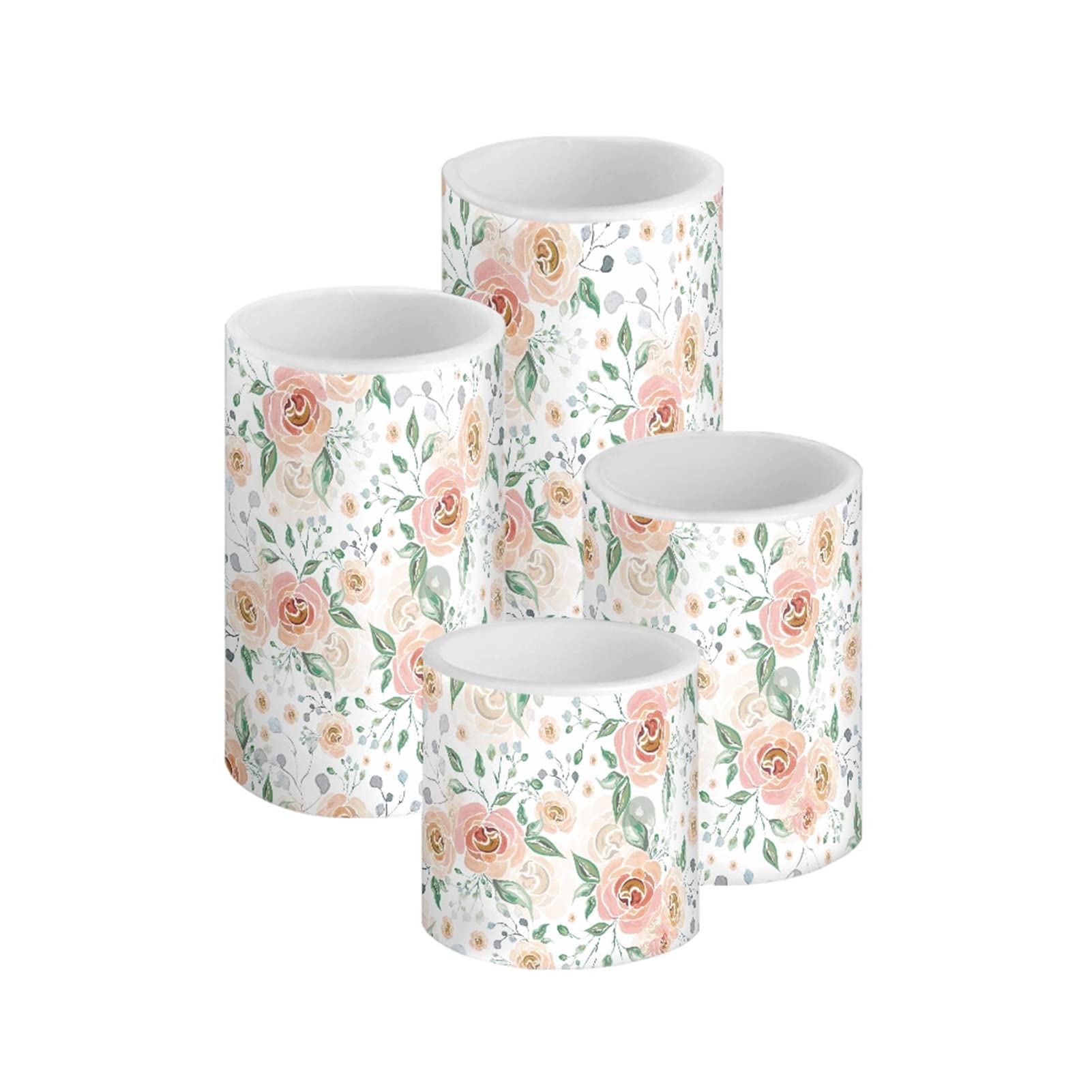 HUGS IDEA Champagne Rose LED senza fiamma candele con telecomando, set di 4,18 tasti telecomando con funzione timer 4/8 ore, 300+ ore [giallo caldo]