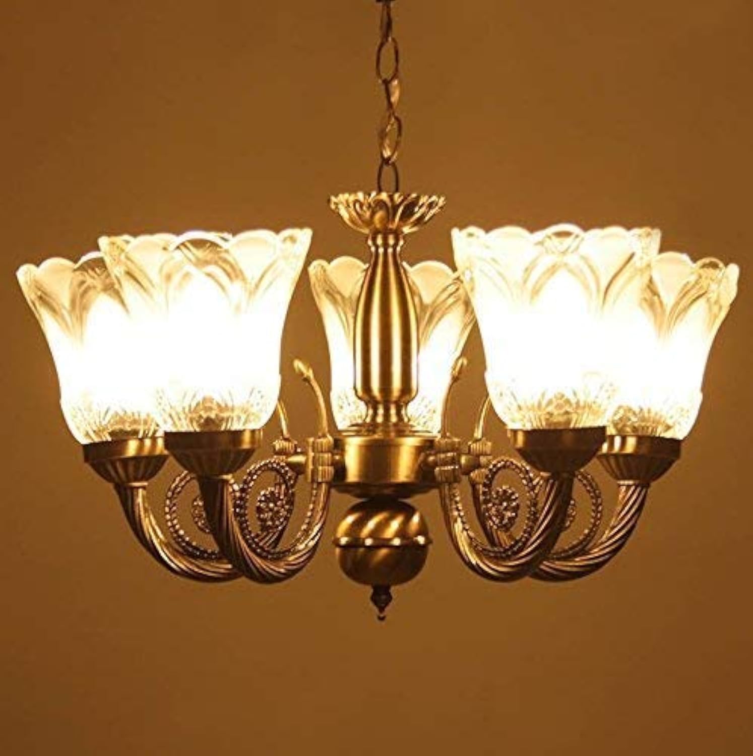 Prop It Up Round Electric 5 Light uplight/Downlight Pendant Chandelier, Antique Golden
