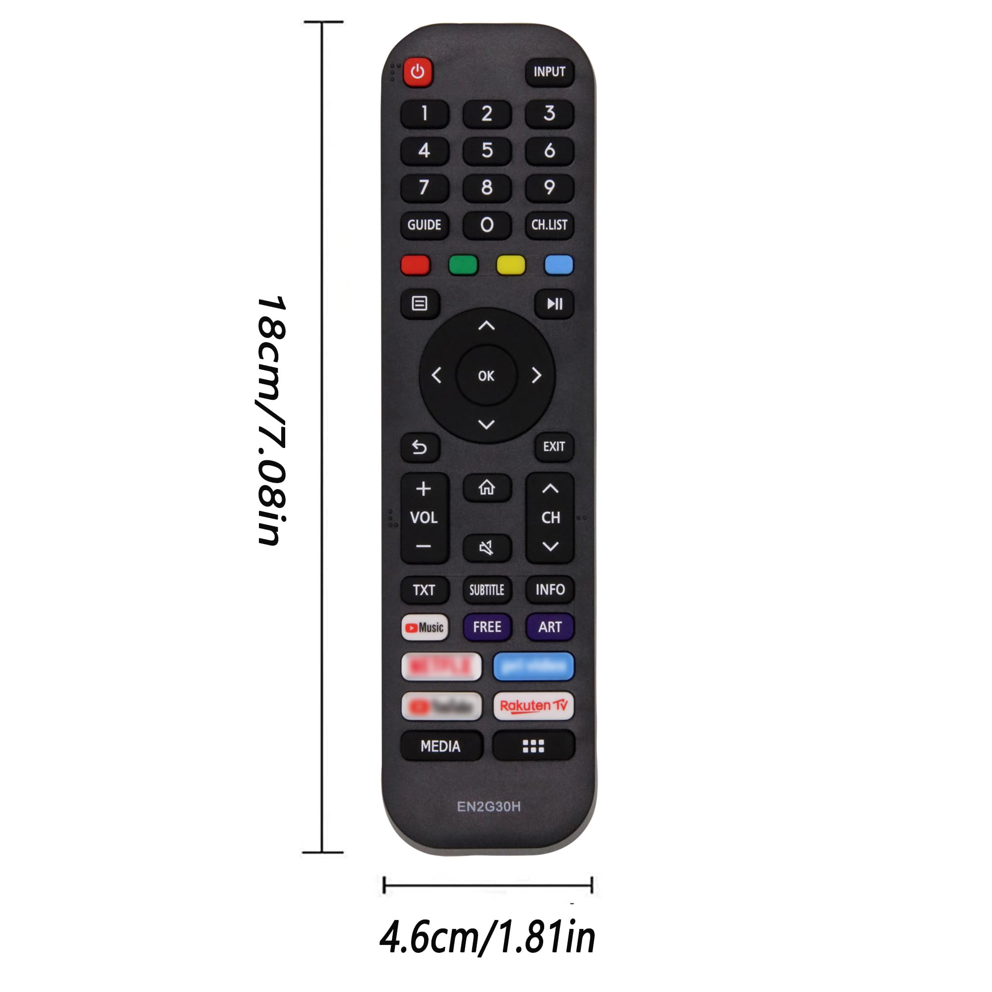 Nouvelle Riry - Remplacement de la télécommande Hisense EN2G30H pour la télévision Intelligente Hisense VIDAA LCD LED 4K UHD
