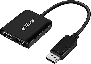 gofanco DisplayPort 1.4 MST Hub to 2 Port HDMI Displays – DP to Dual HDMI Displays, Extended Display Mode, Up to 4K @60Hz, for Windows PCs, Not Mac OS Compatible (DP14MST2HD)