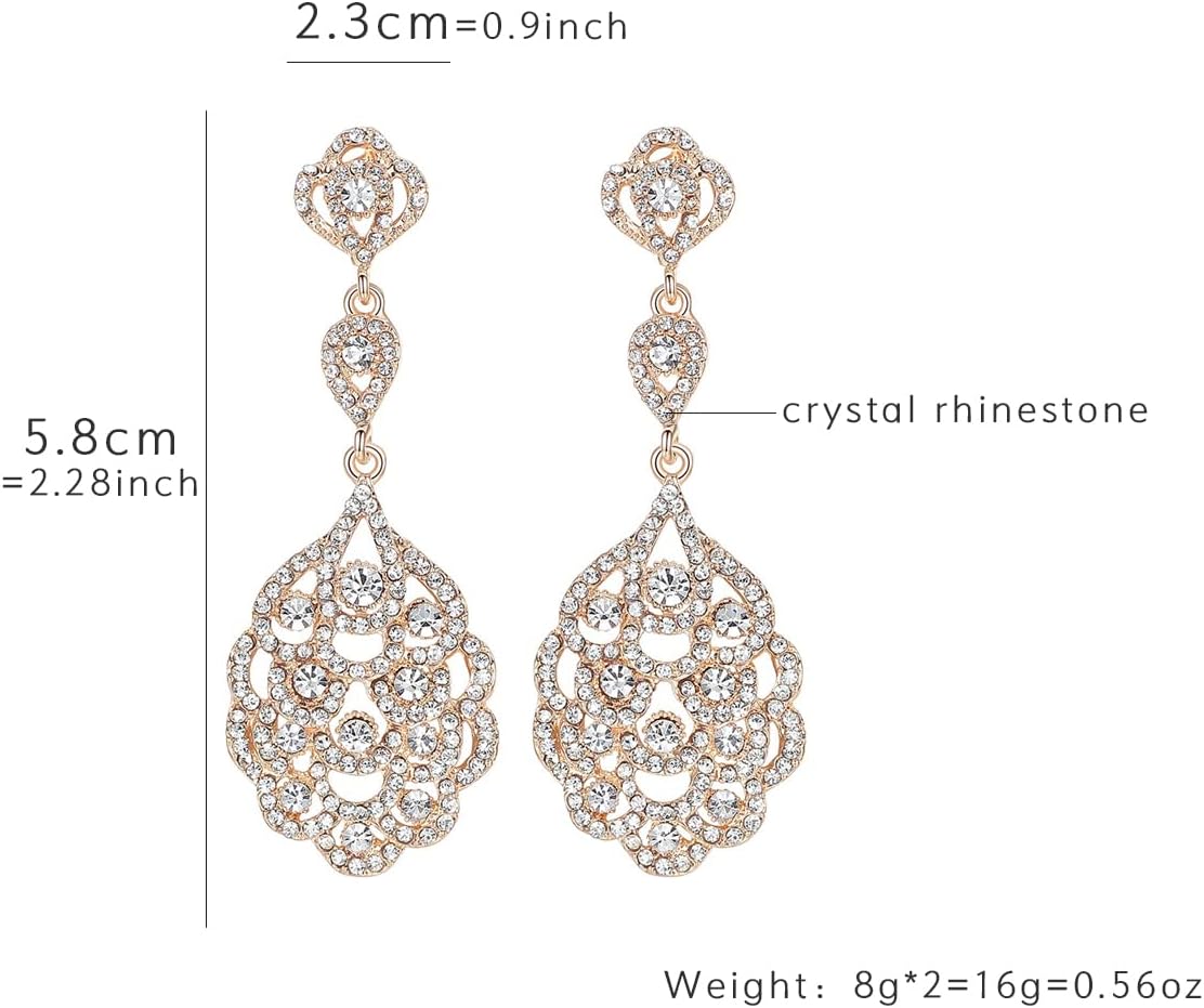 mecresh Wedding Teardrop Dangle Earrings Crystal Rhinestone Beaded Chandelier Earrings for Brides Gold - Image 5