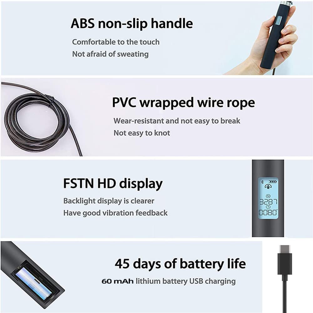 Corde à Sauter Intelligente Fitness Sport Cordes à Sauter App Connexion Bluetooth Chargement USB Corde à Sauter électronique avec Main Antidérapante