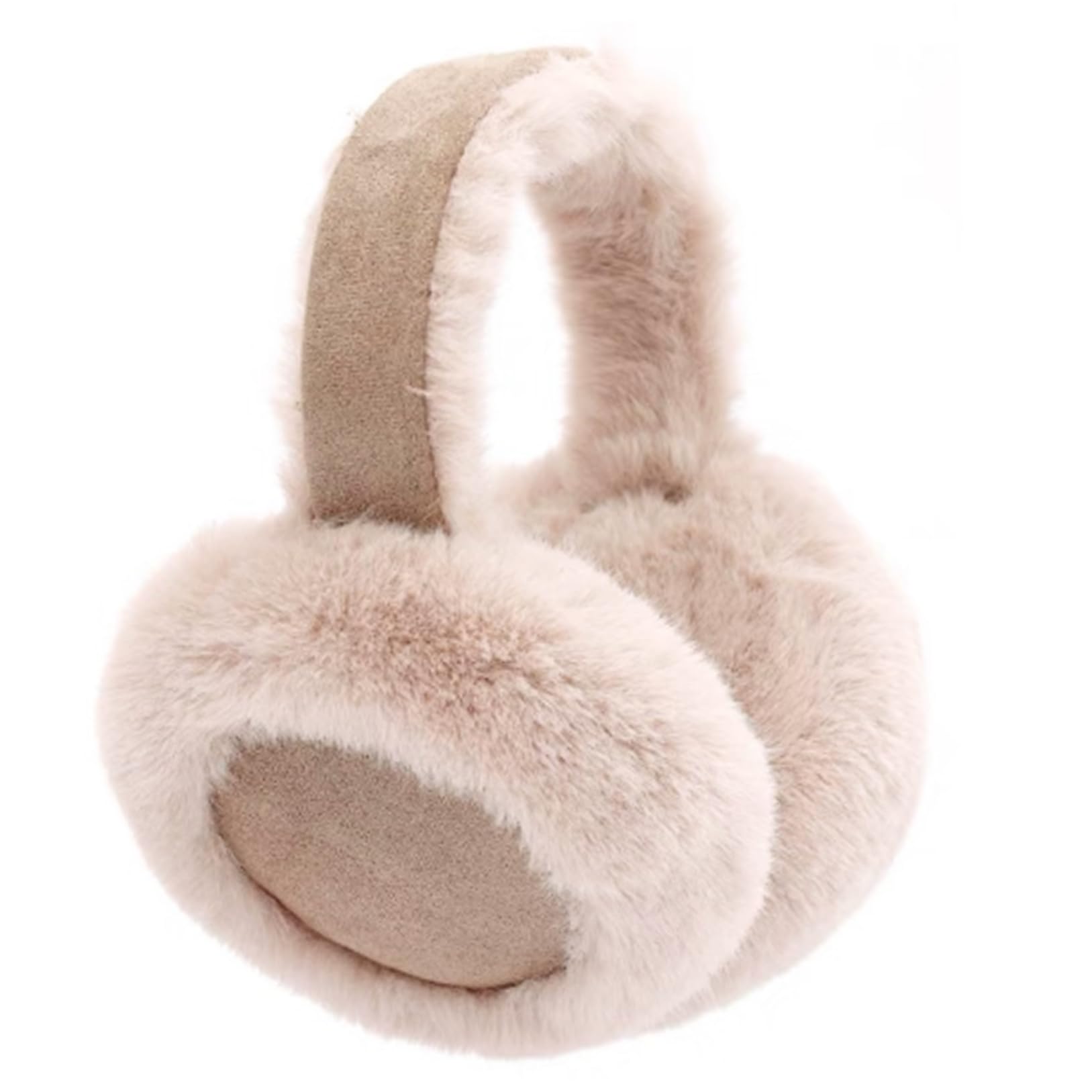 BEAHING Beige-Brown Ear Muffs, Foldable Fleece Earmuffs for Women