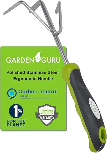 Garden Guru Râteau de cultivateur Manuel – Acier Inoxydable pour Une résistance 