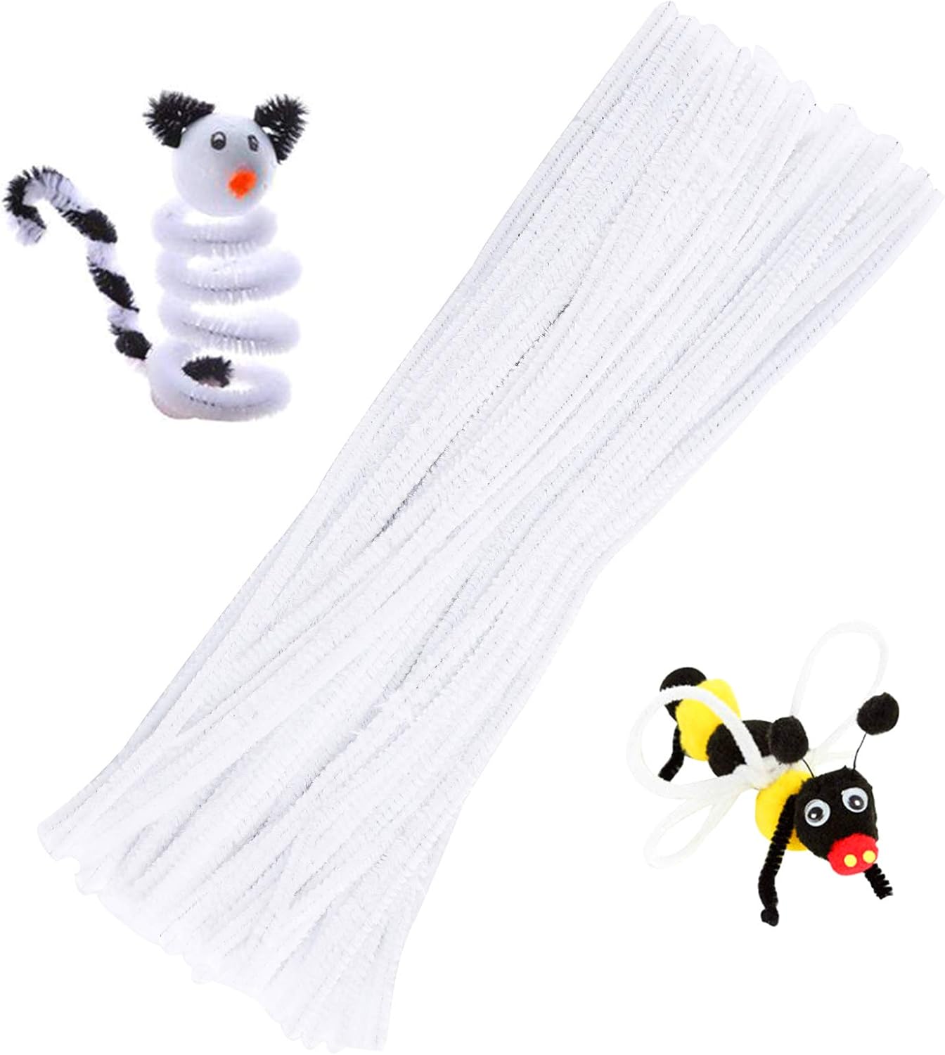 Zlulary 100 Pieces Pipe Cleaners Craft Supplies Chenille Stem, Solid